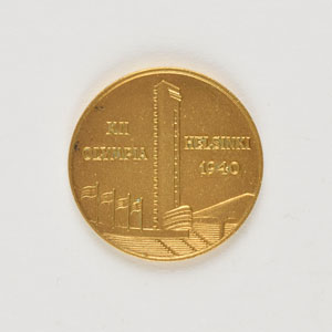 Lot #9563  Helsinki 1940 Summer Olympics Gilt Fundraising Medal - Image 2