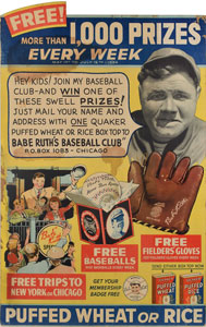 Lot #9360  1934 Babe Ruth Quaker Oats Puffed Wheat Advertising Display - Image 1