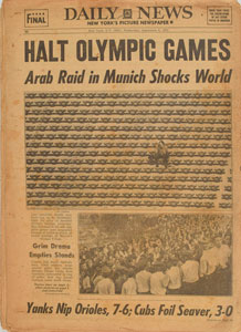 Lot #9599  New York Daily News 1972: Munich Olympic Hostages - Image 2