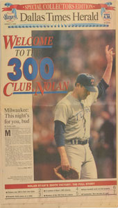 Lot #9400  Baseball Record Newspapers: Nolan Ryan and Pete Rose - Image 1