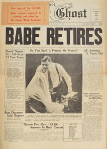 Lot #9385  1933 The Daily Ghost: Babe Ruth Retirement - Image 1