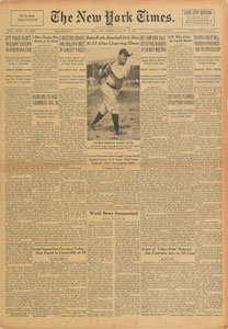 Lot #9389  1948 New York Times: Babe Ruth Death - Image 1