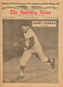 Lot #9394  1965 Sporting News: Sandy Koufax Perfect Game - Image 1