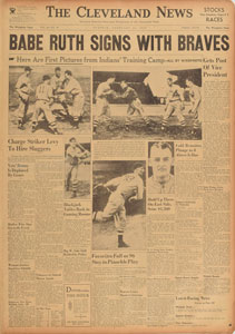 Lot #9386  1935 Cleveland News: Babe Ruth Joins Braves - Image 1