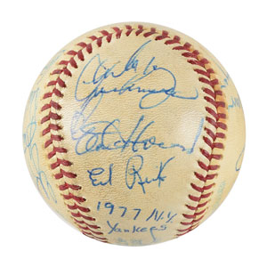 Lot #9308  NY Yankees 1977 Team Signed Baseball - Image 3