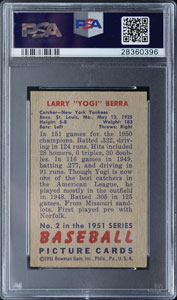 Lot #9114  1951 Bowman #2 Yogi Berra PSA EX 5 - Image 2