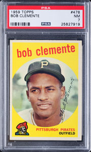 Lot #9137  1959 Topps #478 Roberto Clemente PSA NM 7