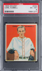 Lot #9096  1933 Goudey #234 Carl Hubbell PSA EX-MT 6