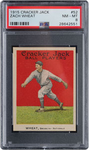 Lot #9070  1915 Cracker Jack #52 Zach Wheat PSA NM-MT 8