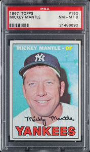 Lot #9150  1967 Topps #150 Mickey Mantle PSA NM-MT 8