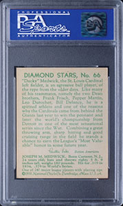 Lot #9108  1935 Diamond Stars #66 Ducky Medwick PSA NM 7 - Image 2