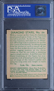 Lot #9107  1935 Diamond Stars #54 Hank Greenberg PSA NM 7 - Image 2