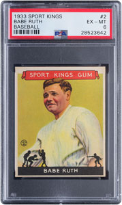 Lot #9102  1933 Sport Kings #2 Babe Ruth PSA EX-MT 6 - Image 1