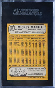Lot #9154  1968 Topps #280 Mickey Mantle SGC 88 NM/MT 8 - Image 2