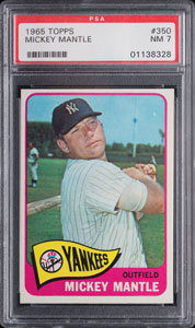 Lot #9146  1965 Topps #350 Mickey Mantle PSA NM 7