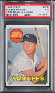 Lot #9156  1969 Topps #500 Mickey Mantle PSA NM 7