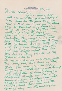 Lot #9250 Ty Cobb Autograph Letter Signed