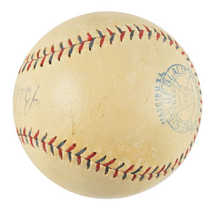 Lot #9329 Babe Ruth and Lou Gehrig Signed Baseball - Image 2