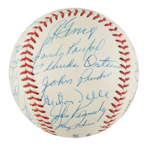 Lot #9276  LA Dodgers 1965 Signed Baseball - Image 1