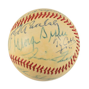 Lot #9237  Baseball Hall of Famers Signed Baseball - Image 4