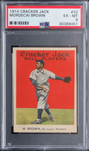 Lot #9057  1914 Cracker Jack #32 Mordecai Brown PSA EX-MT 6