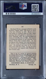 Lot #9057  1914 Cracker Jack #32 Mordecai Brown PSA EX-MT 6 - Image 2
