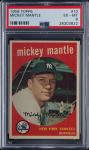 Lot #9134  1959 Topps #10 Mickey Mantle PSA EX-MT 6
