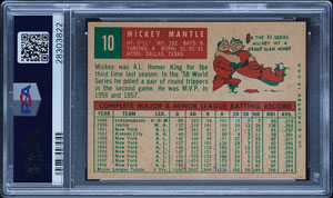 Lot #9134  1959 Topps #10 Mickey Mantle PSA EX-MT 6 - Image 2