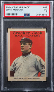 Lot #9059  1914 Cracker Jack #69 John McGraw PSA VG 3
