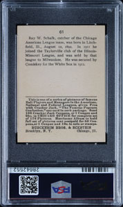 Lot #9071  1915 Cracker Jack #61 Ray Schalk PSA EX-MT+ 6.5 - Image 2