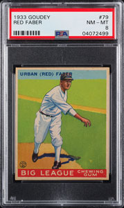 Lot #9100  1933 Goudey #79 Red Faber PSA NM-MT 8
