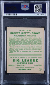 Lot #9094  1933 Goudey #220 Lefty Grove PSA EX 5 - Image 2