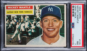 Lot #9124  1956 Topps #135 Mickey Mantle PSA NM 7