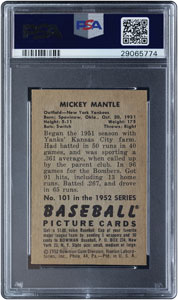 Lot #9116  1952 Bowman #101 Mickey Mantle PSA NM 7 - Image 2