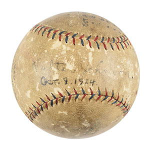 Lot #9273 Walter Johnson 1924 World Series Signed Baseball  - Image 1