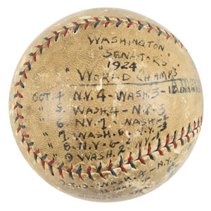 Lot #9273 Walter Johnson 1924 World Series Signed Baseball  - Image 3