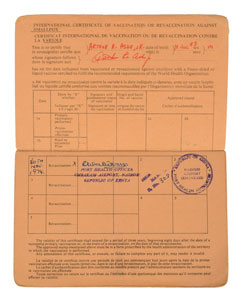 Lot #9491 Arthurf Ashe's Vaccination Certificate