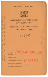Lot #9491 Arthurf Ashe's Vaccination Certificate and Blue Cross Card - Image 2