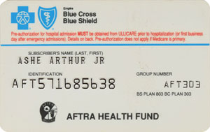 Lot #9491 Arthurf Ashe's Vaccination Certificate and Blue Cross Card - Image 3