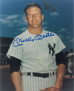 Lot #9288 Mickey Mantle Signed Photograph and Signature - Image 1
