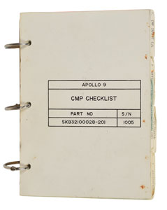 Lot #177  Apollo 9 Flown Command Module Checklist