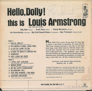 Lot #674 Louis Armstrong - Image 1