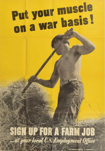 Lot #496  World War II Poster: Farm Labor - Image 1