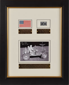 Lot #116 Dave Scott's Apollo 15 Surface-Flown Flag and License Plate Display - Image 1