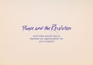 Lot #4056  Prince Purple Rain Tour 'Thank You' Card  - Image 2