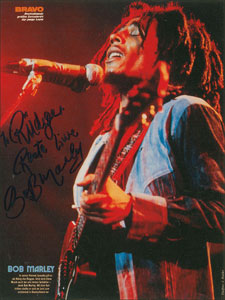 Lot #2367 Bob Marley Signed Photograph