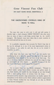 Lot #2313 Gene Vincent Signed 1960s Fan Club Flyer - Image 1