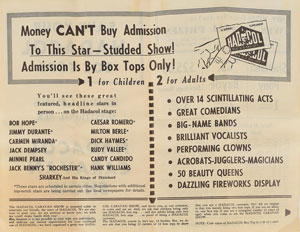 Lot #2236 Hank Williams 1951 Hadacol Caravan Show Handbill - Image 2