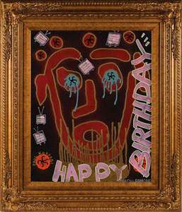 Lot #2581 Dee Dee Ramone and Paul Kostabi Original Painting - Image 1
