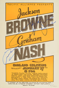 Lot #2406 Jackson Browne and Graham Nash Signed Poster - Image 1